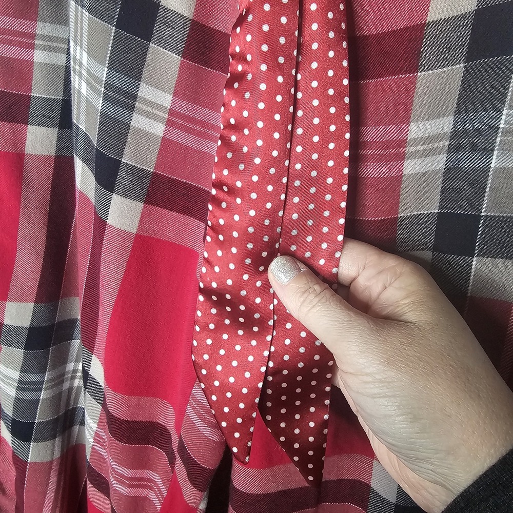 Aerie Womens Red Plaid Pajama Pants Polka Dot Trim Button Tab Cuffs Small Bird - Picture 4 of 11